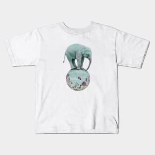 Mauve flowers on turquoise sky background Kids T-Shirt